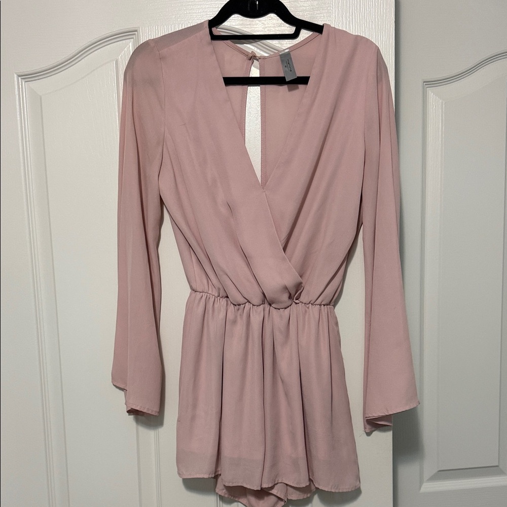 Elegant Blush Long Sleeve Romper